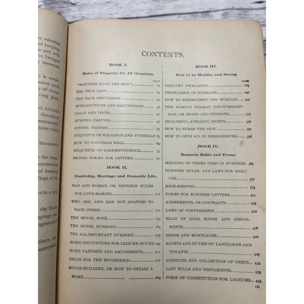 THE HOUSEHOLD ENCYCLOPAEDIA OF BUSINESS AND SOCIAL FORMS HC 1890 Domestic Life